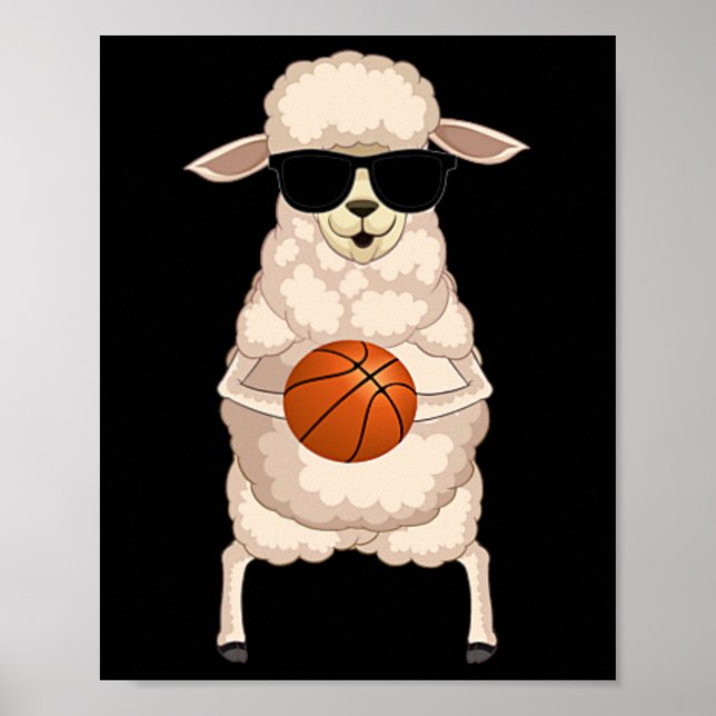 Poster Ovelha engraçada usando óculos de sol jogando Skat (Frente)