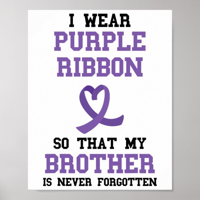 Poster Overdose Awareness Brother Never Forgotten Purple  (Frente)
