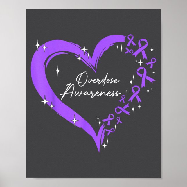 Poster Overdose Awareness Purple Ribbon Drug Addiction He (Frente)