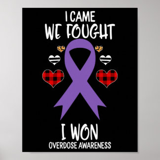 Poster Overdose Awareness Ribbon I Came We Fought I Won C