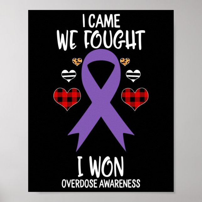 Poster Overdose Awareness Ribbon I Came We Fought I Won C (Frente)