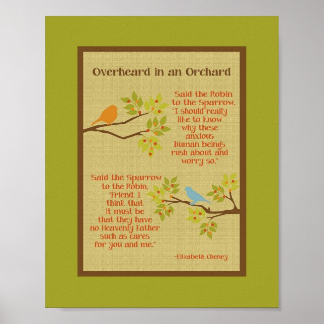 Pôster "Overheard in an Orchard" (Robin & Sparrow) Print (Frente)