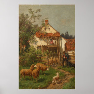 Poster Ovinos, Pastores na Fazenda
