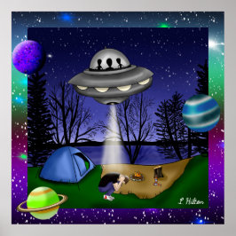 Poster OVNI Alienígena de sequestro extraterrestre com pl