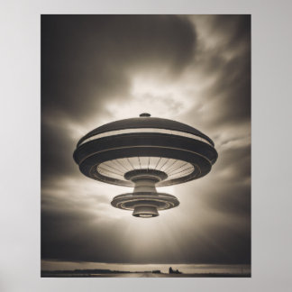 Poster OVNI em preto e branco