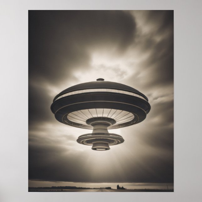 Poster OVNI em preto e branco (Frente)