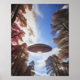 Poster OVNI misterioso na floresta