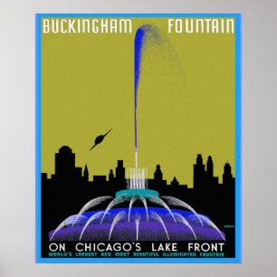 Poster OVNI sobre Chicago - Buckingham Fountain