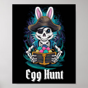 Poster Ovo Caça Skeleton Coelho Pirata Páscoa