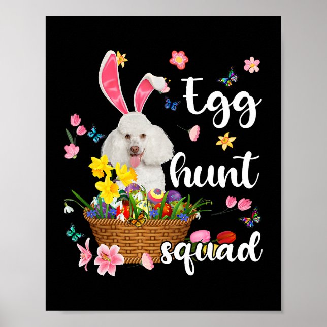 Poster Ovo Colorido do Felz pascoa do Poodle Branco (Frente)