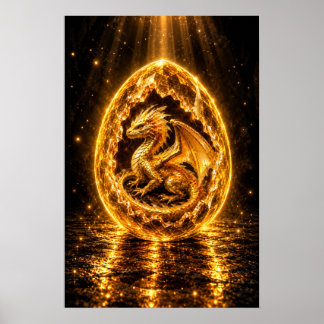 Poster Ovo de Dragão com Aura Dourada