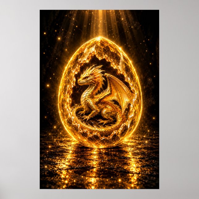 Poster Ovo de Dragão com Aura Dourada (Frente)