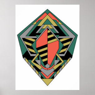 Poster Ovo de Dragão Geométrico Abstrato Colorido Plano