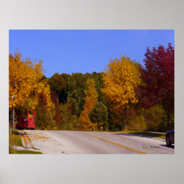 Poster Ovo Harbour, WI Fall Season com carro de rolley