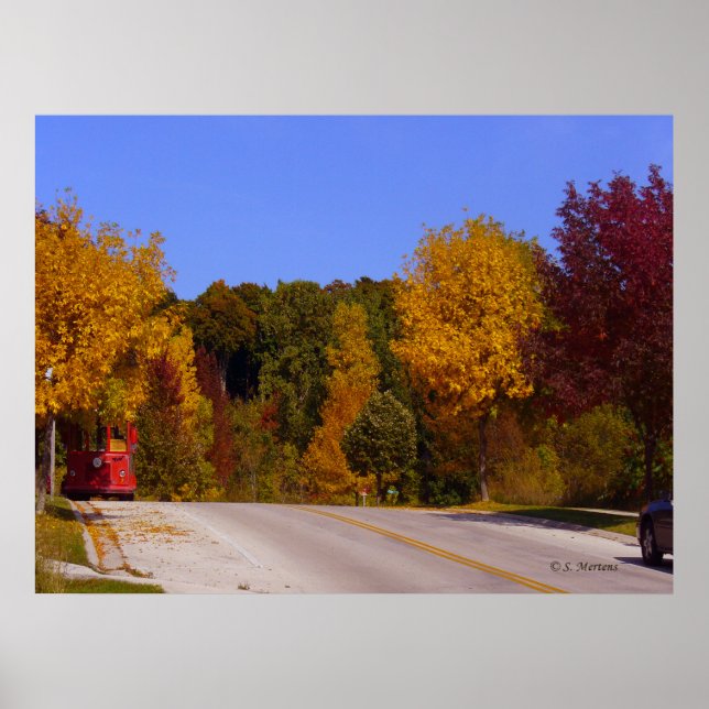Poster Ovo Harbour, WI Fall Season com carro de rolley (Frente)