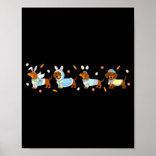 Poster Ovos de coelho de Páscoa dachshund para meninos e