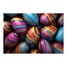 Ovos de Páscoa coloridos com faixas irregulares