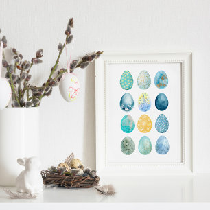 Poster Ovos de Páscoa com Aquarela