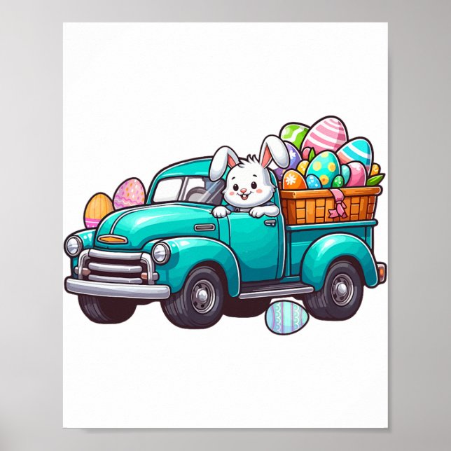 Poster Ovos De Páscoa De Carregando Coelho Na Caça A Cami (Frente)