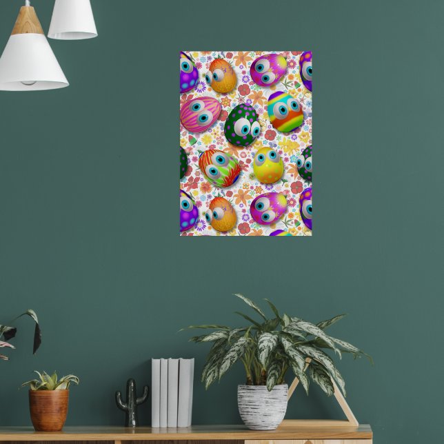 Poster Ovos de Páscoa de desenho animado fofos e engraçad (Sala de Estar 1)