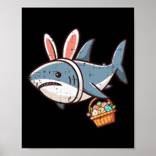 Poster Ovos de Páscoa do Coelhinho Tubarão Divertido Caça