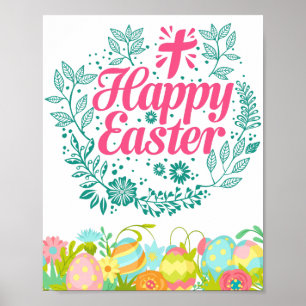 Poster Ovos de Páscoa felz pascoa Desejam Flores Bonitas