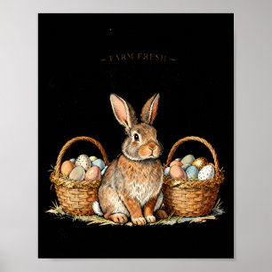 Poster Ovos de Páscoa Frescos da Fazenda Coelho Vintage