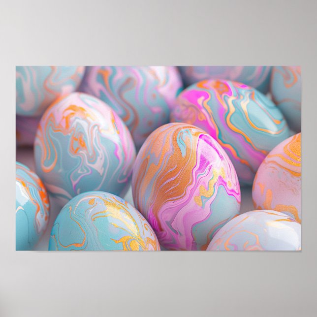 Poster Ovos de Páscoa marmoreados de Pastel (Frente)