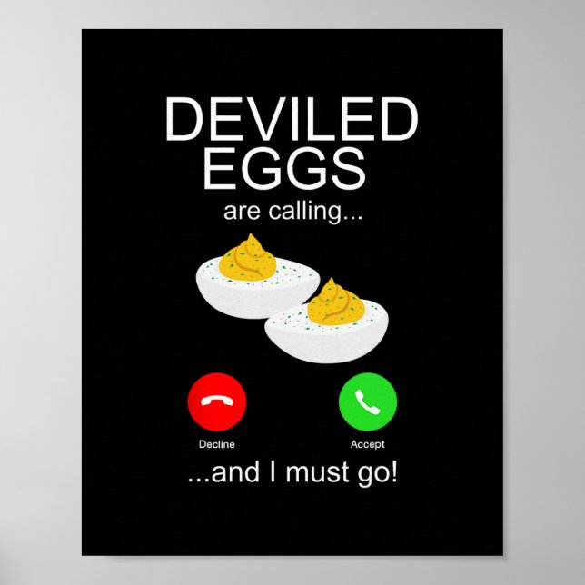 Poster Ovos Diabólicos Chamando Humor de Amante de Comida (Frente)