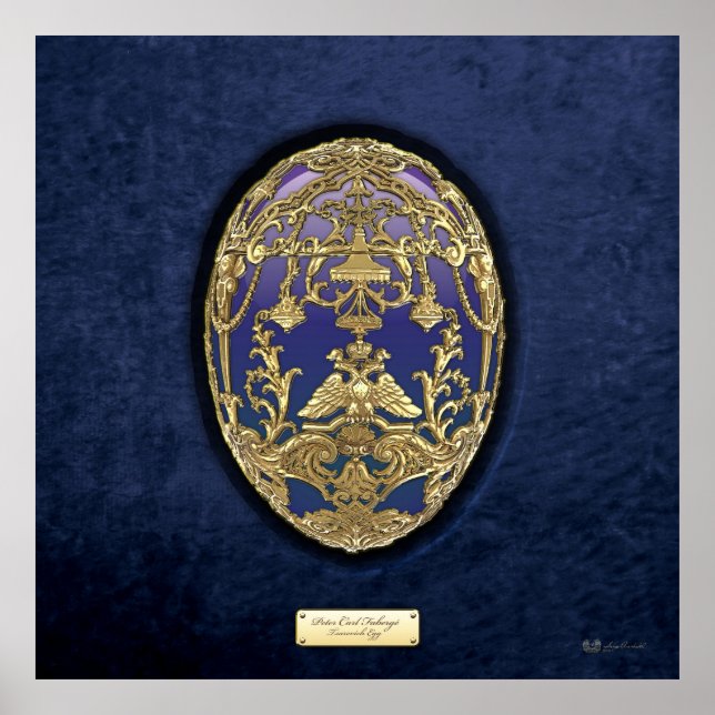 Pôster Ovos Faberge - Ovo Tsarevich no Velvet Azul (Frente)