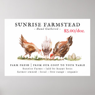Poster Ovos Frescos da Fazenda à Venda Sinal de Negócios