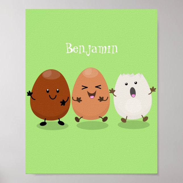 Poster Ovos kawaii fofos ilustração de desenho animado en (Frente)