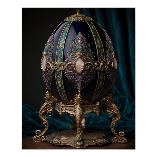 Pôster Óvulo Gótico Bastante Com Gemas No Estilo Faberge. (Frente)