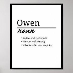 Poster Owen, Boy Personalised Name Definition