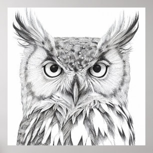 Poster Owl Bird Wild Nature - Ilustração Animal