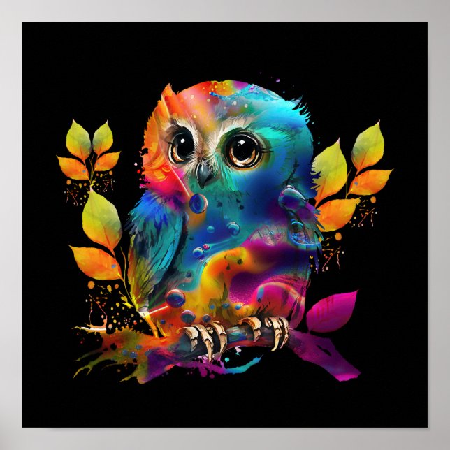 POSTER OWL COLORFUL ABSTRATO (Frente)