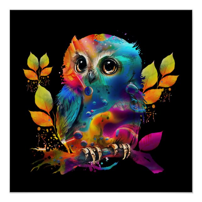 PÔSTER OWL COLORFUL ABSTRATO (Frente)