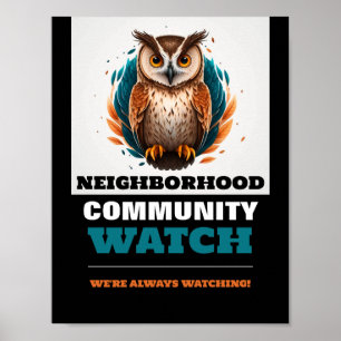 Poster Owl Design, aviso da comunidade de vizinhança