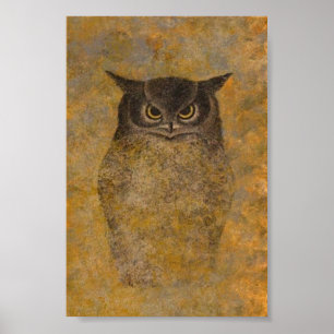 Pôster Owl Japonês Fine Art