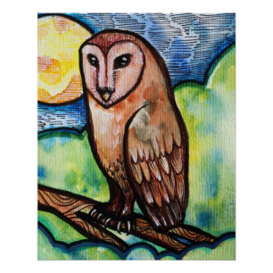 Pôster Owl Ouro Moon