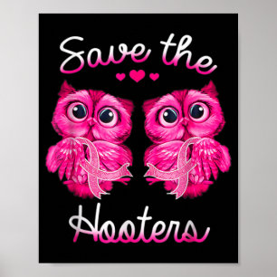 Poster Owls Save A Hooters Pink Ribbon Breast Cancer Gift