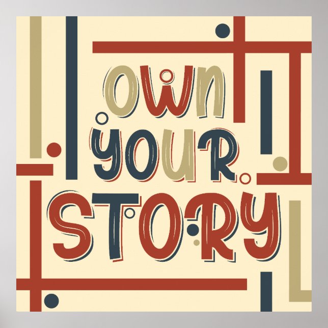 Poster Own Your Story – Inspirational Typography Design (Frente)