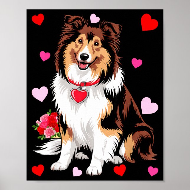 Poster Owner Mom Dad Sheltie Dog Lover Valentines Day  (Frente)