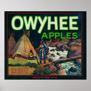 Poster Owyhee Apple Crate LabelNampa, ID