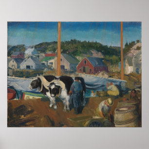 Poster Ox Team, Wharf em Matinicus por George Bellows
