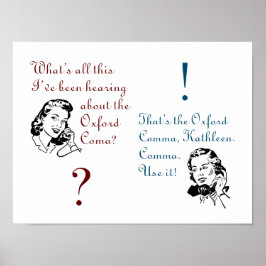 Poster Oxford Comma Not Coma with Retro Ladies