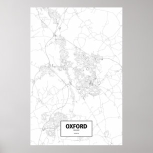 Pôster Oxford, England (black on white)