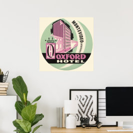 Poster Oxford Hotel, Montevidéu, Uruguai, Viagem Antiga