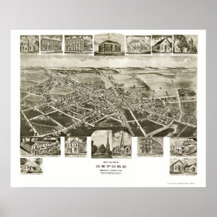 Pôster Oxford, mapa panorâmico do PA - 1907
