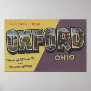 Poster Oxford, Ohio - Miami U & faculdade ocidental